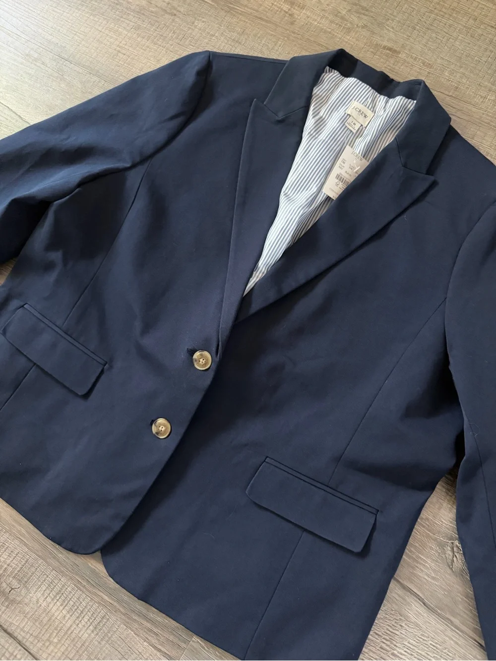 NWT! J. Crew Cotton Blend Two Button Blazer Navy Blue 18 Office Career Modest